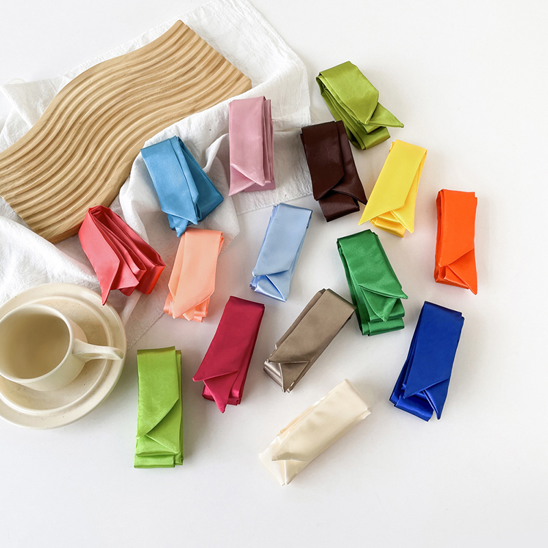 Ribbon Wired Satin - Syal Sempit Sutra Satin 4X100Cm Syal