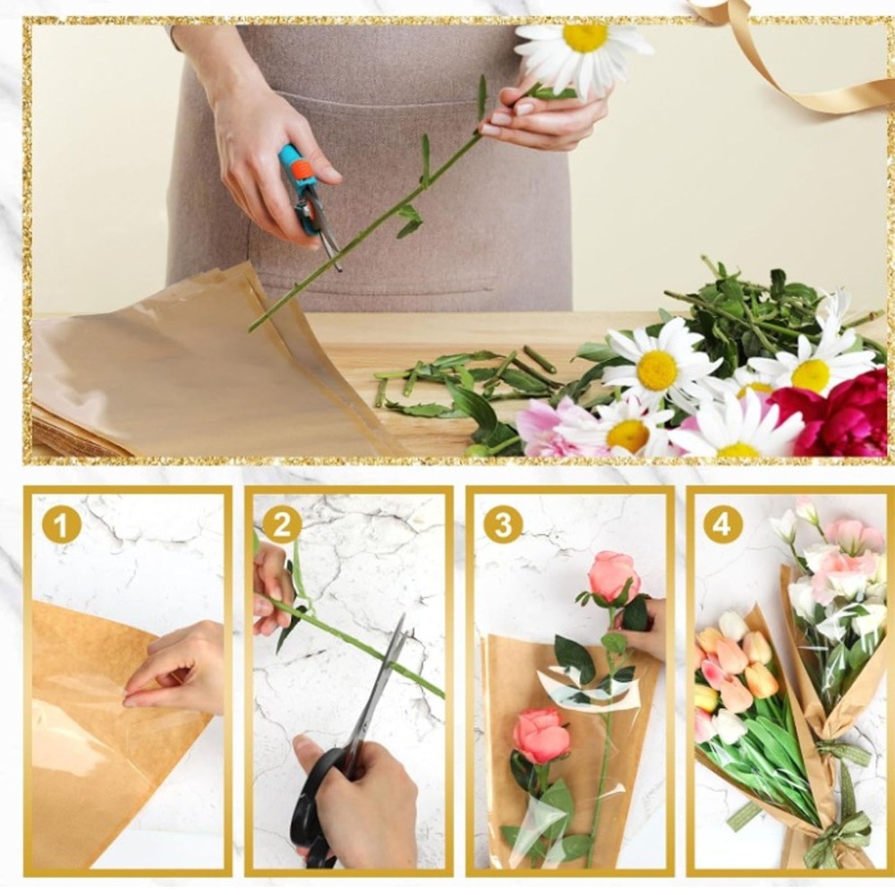 50Pcs Tas Pembungkus Bunga Kop - Flower Wrap Kraft ulasan dan harga